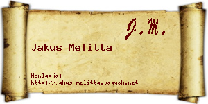 Jakus Melitta névjegykártya